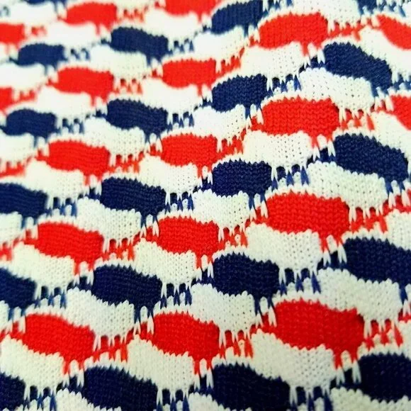 Vtg 60s 70s mod mcm double knit red white blue dress - Picture 8 of 8